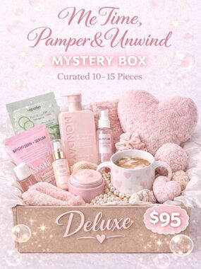 🎀 Me Time Pamper & Unwind Mystery Box 🎁 Pink Deluxe Self-Care Set